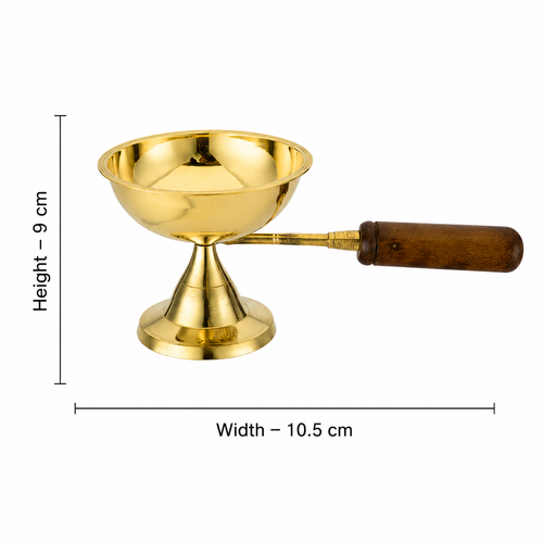 Anga Premium Brass Dhoop Aarti Holder No. 4 with Wooden Handle