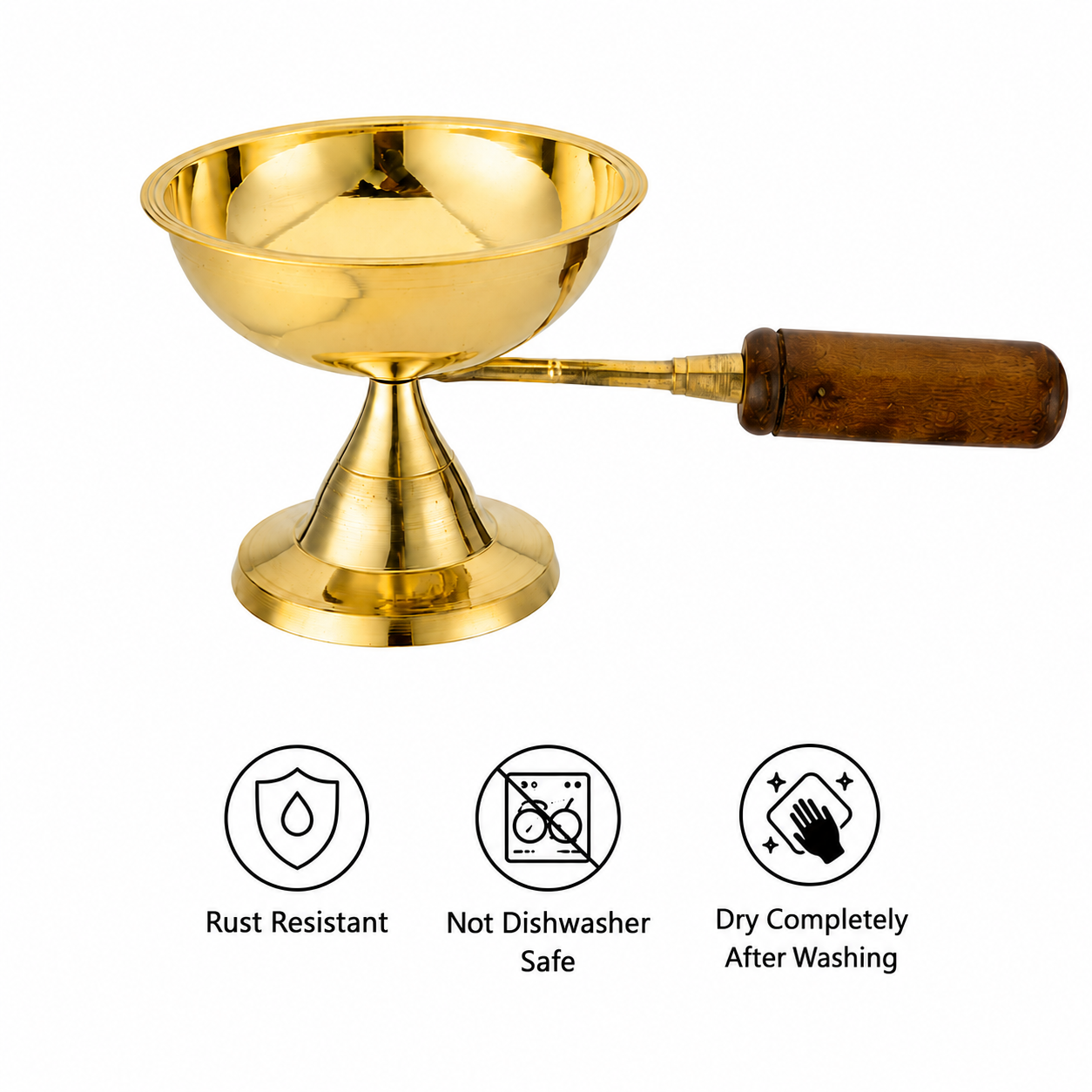Anga Premium Brass Dhoop Aarti Holder No. 4 with Wooden Handle