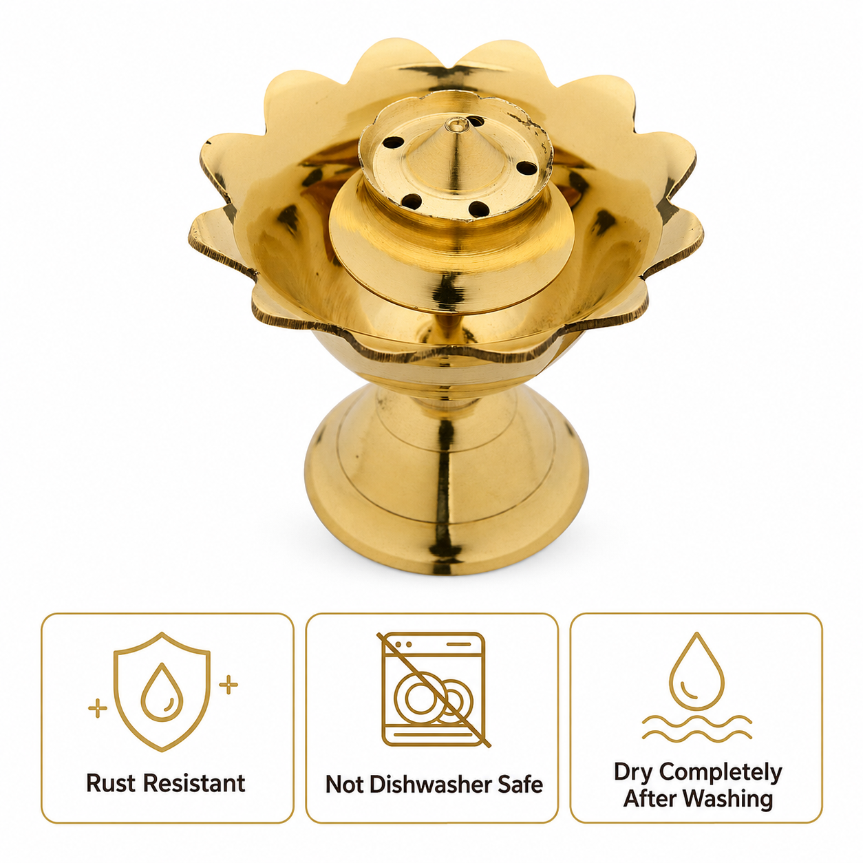 Anga Brass Pathi Stand Lotus No. 2 – Brass Agarbatti Holder for Pooja