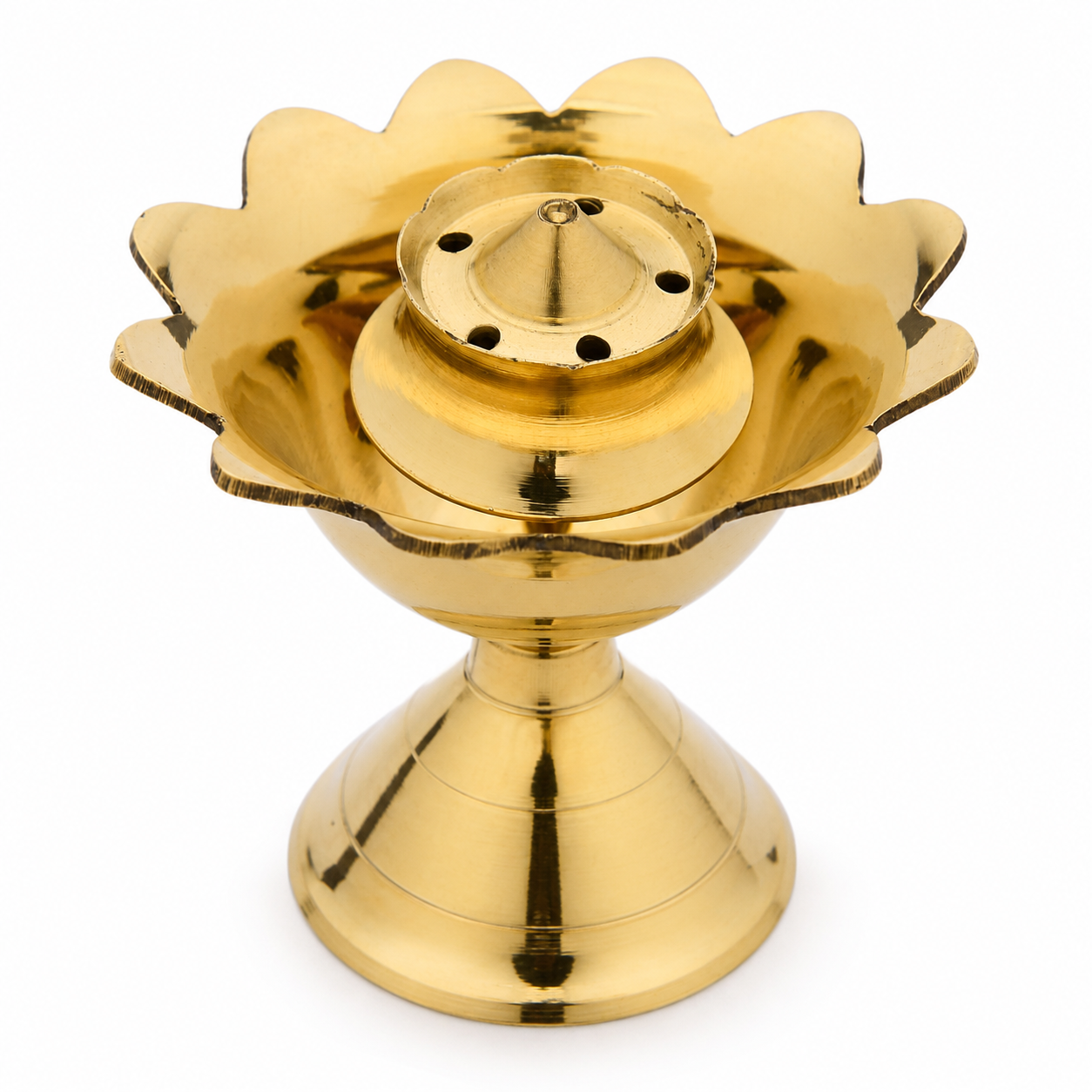 Anga Brass Pathi Stand Lotus No. 2 – Brass Agarbatti Holder for Pooja