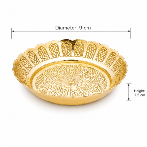 Anga Brass Pooja Tray Embossed No.3 – Decorative Puja Thali
