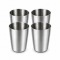 Stainless Steel Tumbler 350 ml Drinking Glass Set of 4 | Food Grade Steel Water Glass | Mirror Finish | Silver