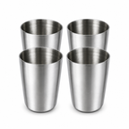 Stainless Steel Tumbler 350 ml Drinking Glass Set of 4 | Food Grade Steel Water Glass | Mirror Finish | Silver