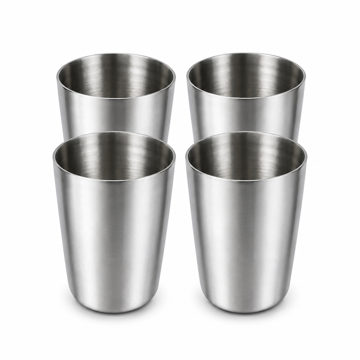 Stainless Steel Tumbler 350 ml Drinking Glass Set of 4 | Food Grade Steel Water Glass | Mirror Finish | Silver