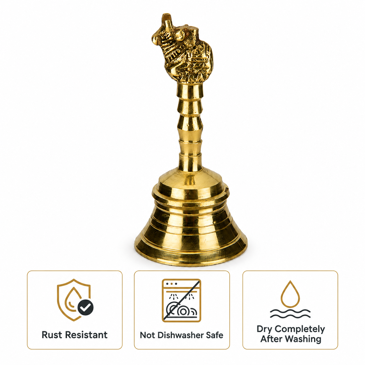 Anga Premium Brass Pooja Bell No. 2 – Traditional Hand Ghanti for Puja & Aarti