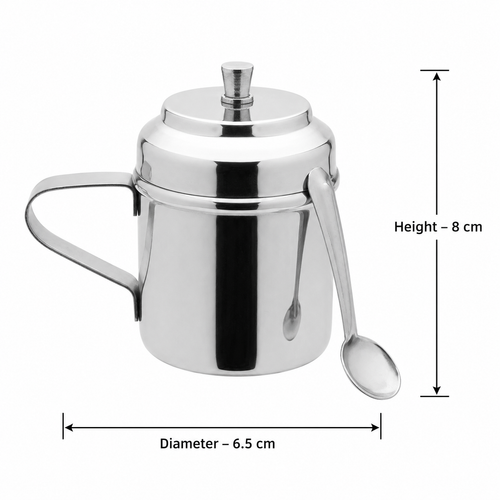 Anga DLX SS Ghee Cup No.1 – 200 ml with Lid and Spoon
