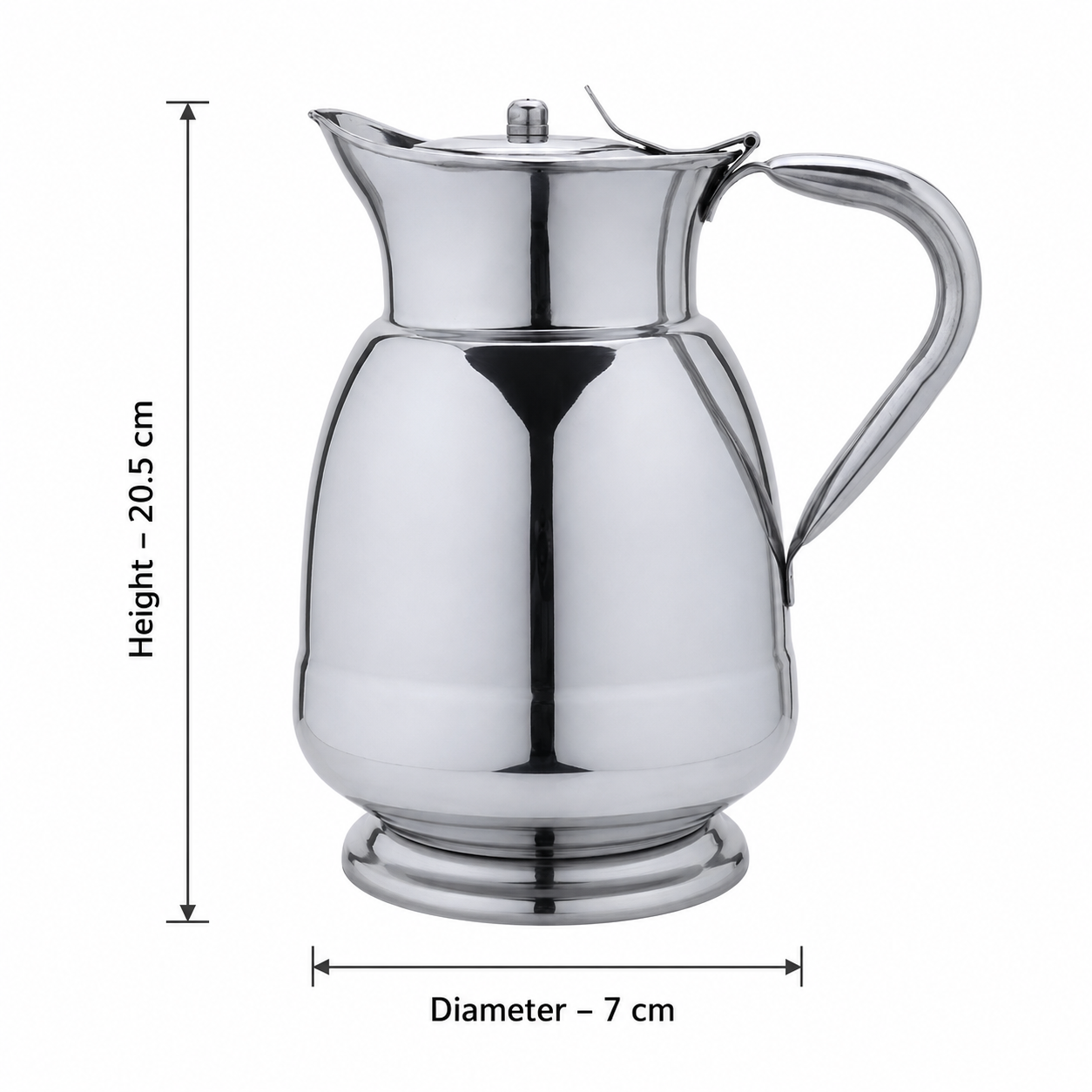 Anga Stainless steel Water Jug Queen No. 6 with Lid and Handle