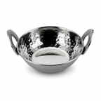 Anga Stainless Steel Hammered Kadai with Handles – 400ml