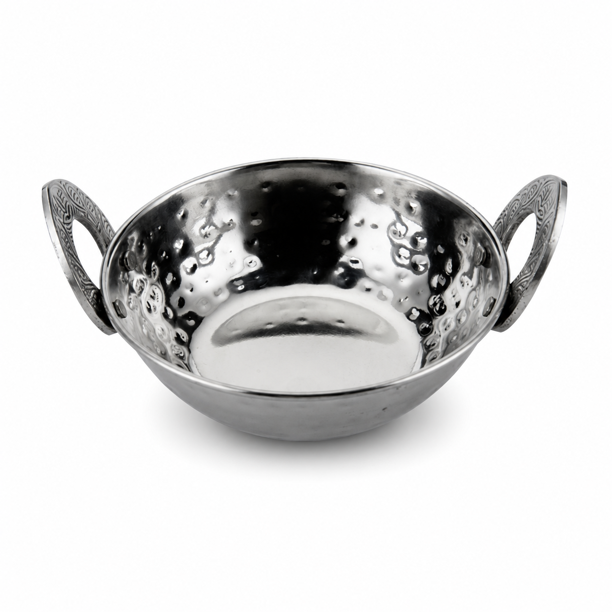 Anga Stainless Steel Hammered Kadai with Handles – 400ml
