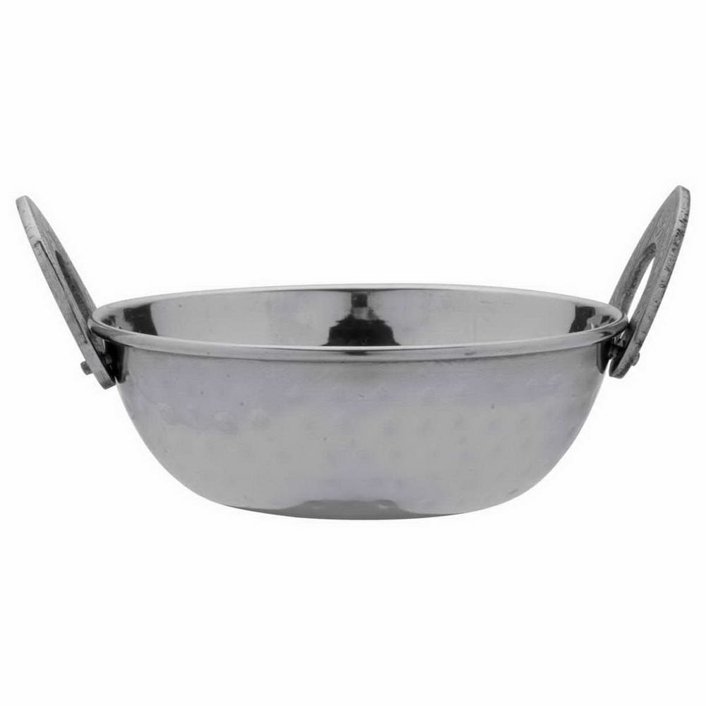 Anga Stainless Steel Hammered Kadai 650ml with Handles