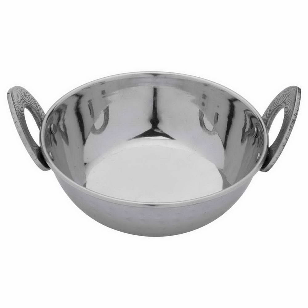 Anga Stainless Steel Hammered Kadai 650ml with Handles