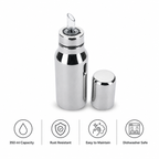 Anga 350 ml stainless steel oil dispenser with a convenient pouring spout. Ideal for cooking oil, ghee, vinegar and dressings. Compact and easy to maintain.