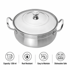 Anga Stainless Steel Serving Bowl with Lid 1250 ml | KitchenStoreIndia