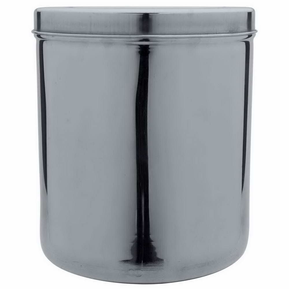 Anga 6-litre stainless steel storage dabba with lid for rice, atta, dal, flour, pulses and grains. Rust resistant, spacious and easy to clean.