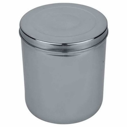 Anga 6-litre stainless steel storage dabba with lid for rice, atta, dal, flour, pulses and grains. Rust resistant, spacious and easy to clean.
