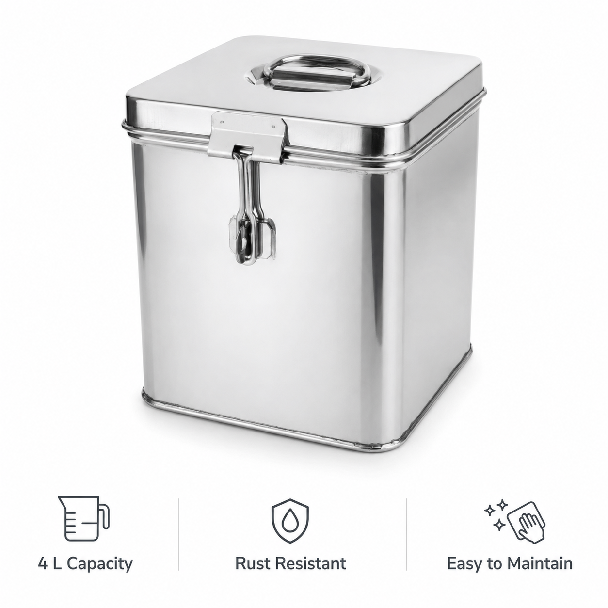 Anga- Stainless Steel Storage Container 4 Litre with Lid