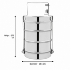 Anga Stainless Steel Tiffin Carrier 3 Racks | 3-Tier Lunch Box