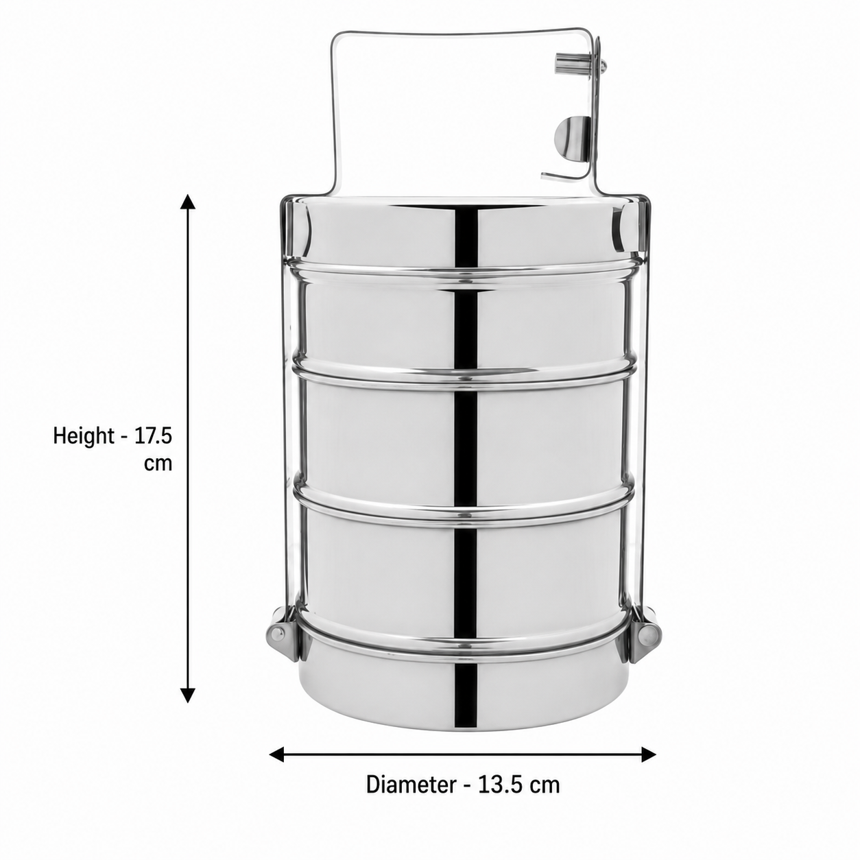 Anga Stainless Steel Tiffin Carrier 3 Racks | 3-Tier Lunch Box