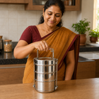 Anga Stainless Steel Tiffin Carrier 3 Racks | 3-Tier Lunch Box