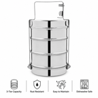 Anga Stainless Steel Tiffin Carrier 3 Racks | 3-Tier Lunch Box