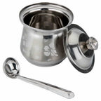 Anga Stainless Steel Ghee Pot with Spoon for Kitchen & Dining Table