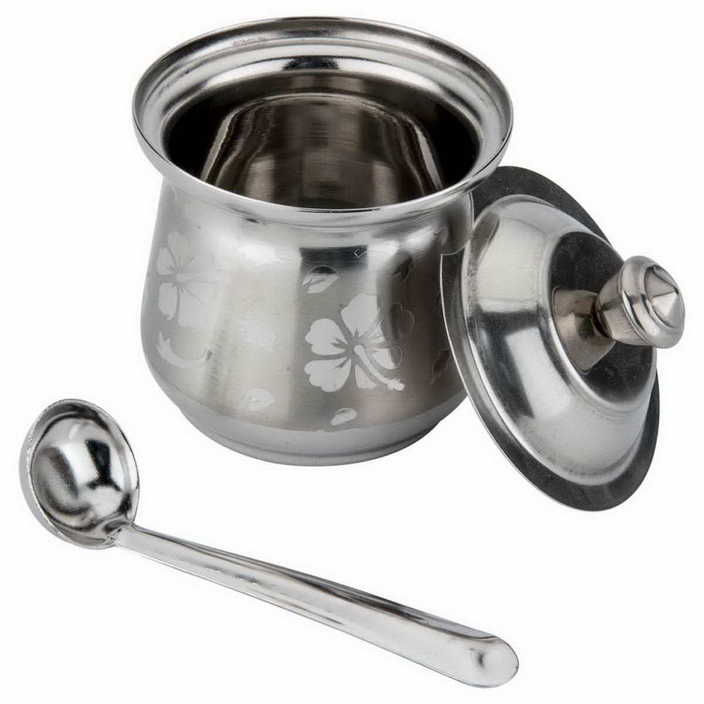 Anga Stainless Steel Ghee Pot with Spoon for Kitchen & Dining Table