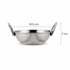 Anga Stainless Steel Hammered Kadai with Handles – 400ml