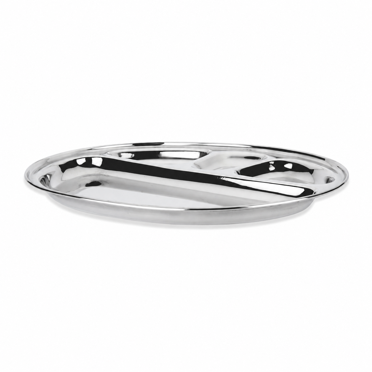 Premium Stainless Steel Oval Dinner Bojana Plate | Heavy Duty Mirror Finish Dining & Serving Plate