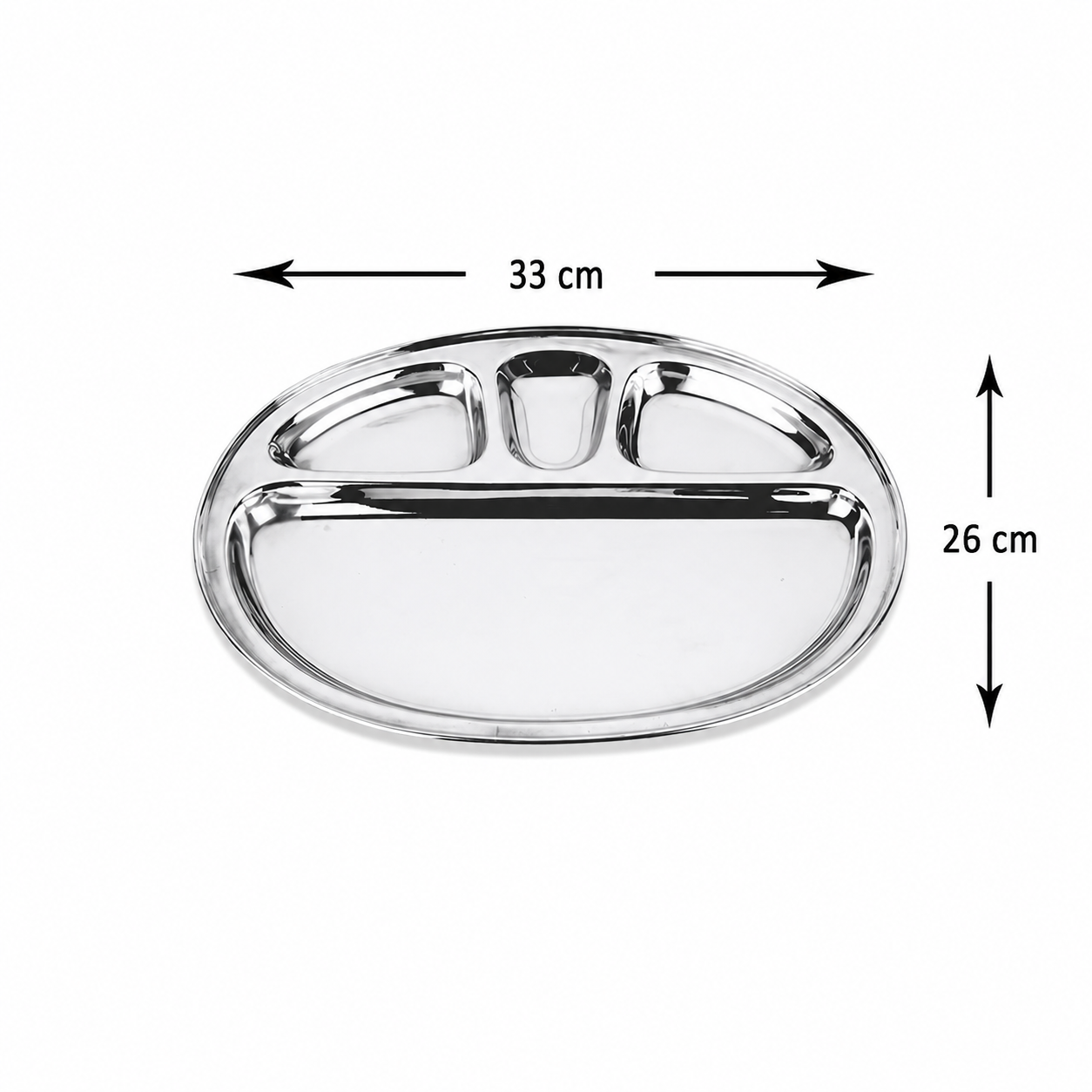 Premium Stainless Steel Oval Dinner Bojana Plate | Heavy Duty Mirror Finish Dining & Serving Plate