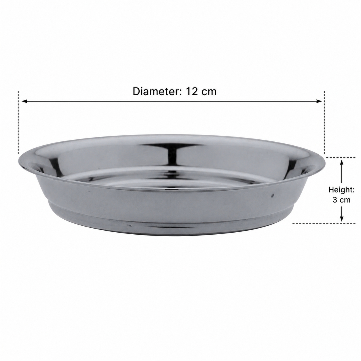 Stainless Steel Serving Snacks Plates Set of 5 | Round Food Grade Snack & Side Dish Plates | Mirror Finish