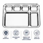 Stainless Steel Square Dinner Bojana Plate | Heavy Duty Thali Plate for Breakfast, Lunch & Dinner | Rust Resistant Mirror Finish
