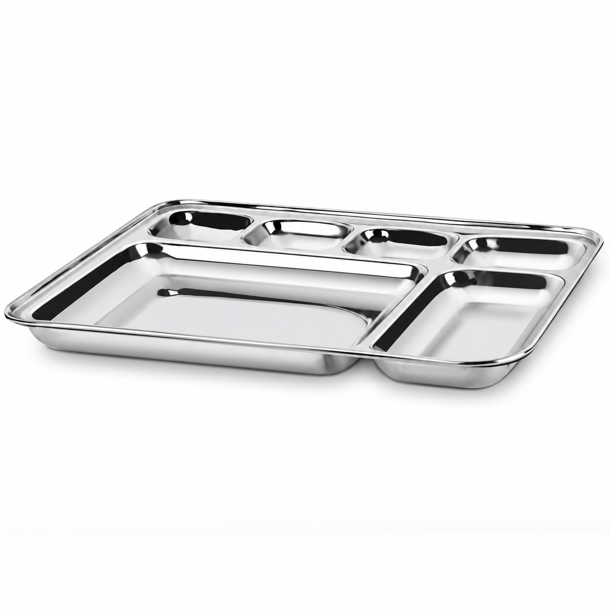 Stainless Steel Square Dinner Bojana Plate | Heavy Duty Thali Plate for Breakfast, Lunch & Dinner | Rust Resistant Mirror Finish