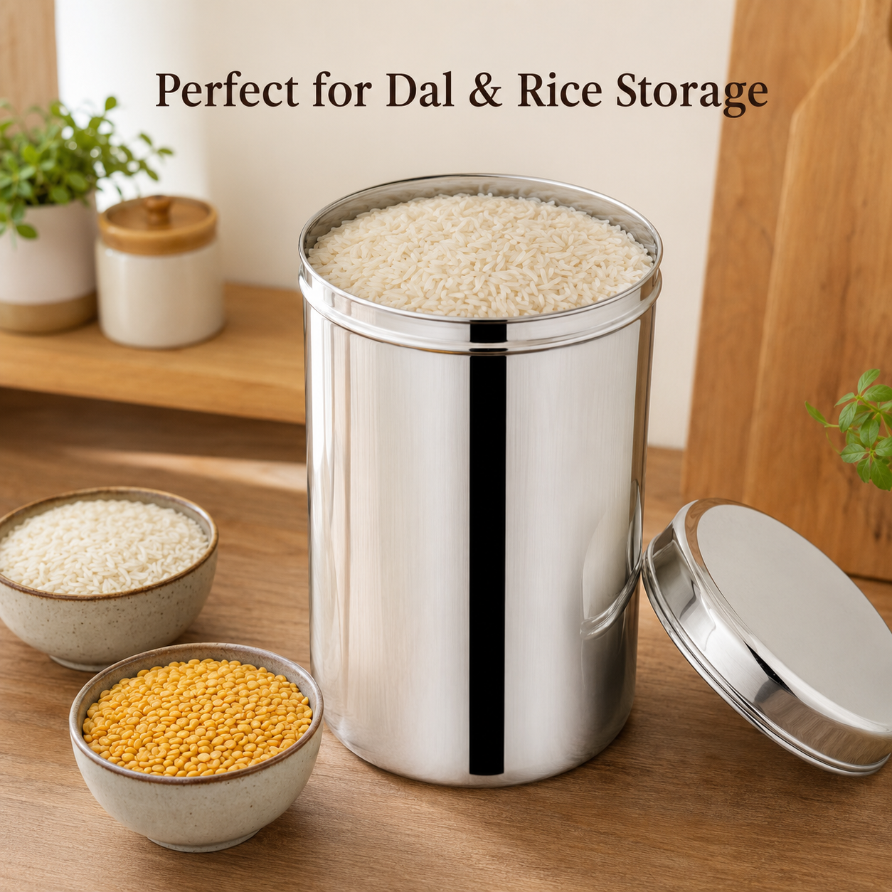 Anga Stainless Steel Storage Dabba Container 1 Litre with Lid