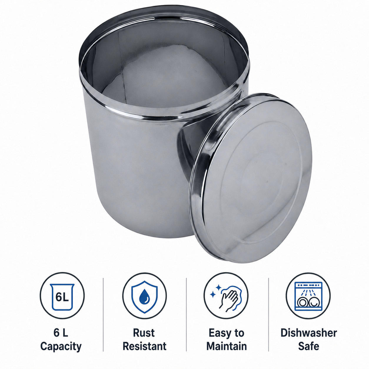 Anga Stainless Steel Storage Dabba Container 1 Litre with Lid