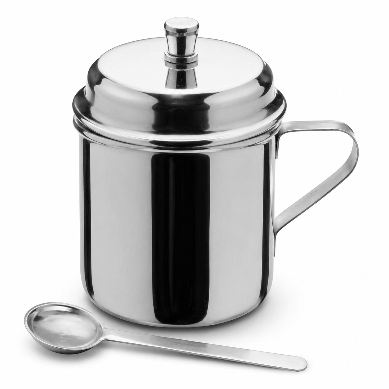 Anga DLX Stainless Steel Ghee Cup No.3 260 ML with Lid & Spoon