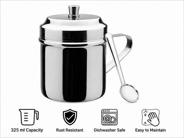 Anga DLX Stainless Steel Ghee Cup No.3 325 ML