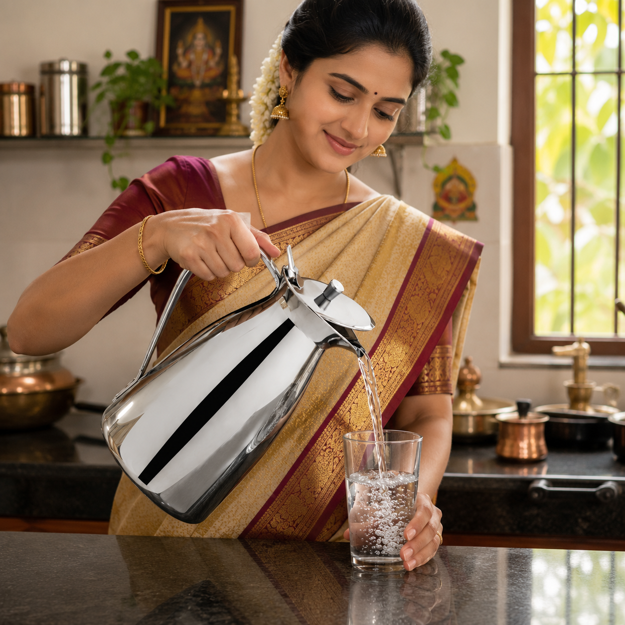Premium Stainless Steel Water Jug 1.5L with Lid | Heavy Gauge Pitcher