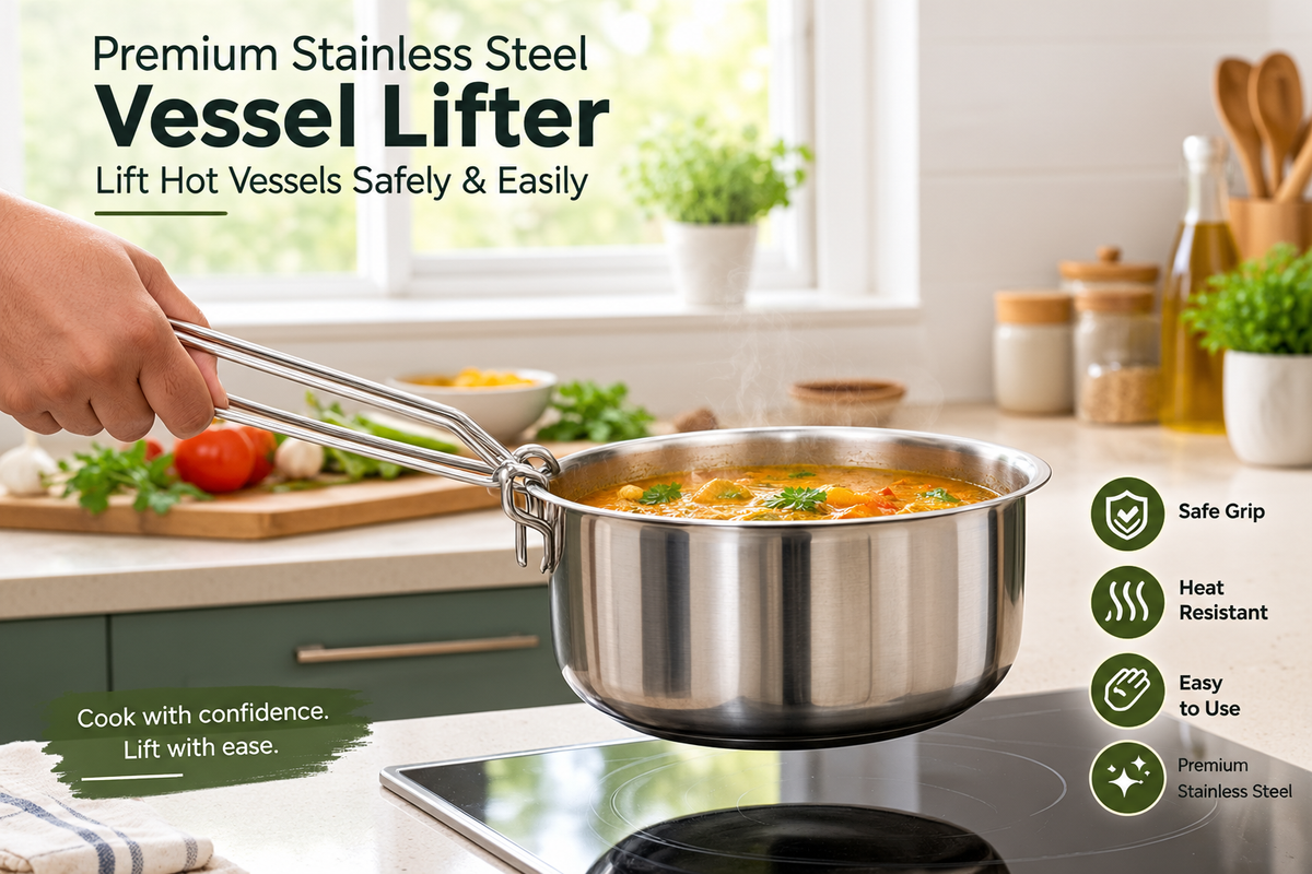 Premium Stainless Steel Vessel Lifter | Kitchen Utensil Lifter | Vessel Holder