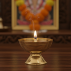 Pure Brass Akhand Diya / Nanda Vilakku – Traditional Long-Lasting Oil Lamp for Pooja, Home Decor & Festive Lighting