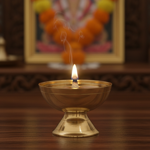 Pure Brass Akhand Diya / Nanda Vilakku – Traditional Long-Lasting Oil Lamp for Pooja, Home Decor & Festive Lighting