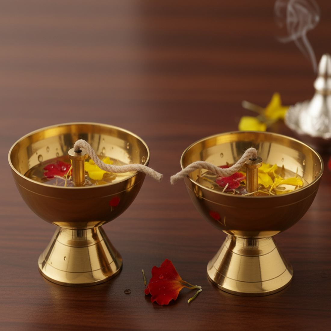 Pure Brass Akhand Diya / Nanda Vilakku – Traditional Long-Lasting Oil Lamp for Pooja, Home Decor & Festive Lighting
