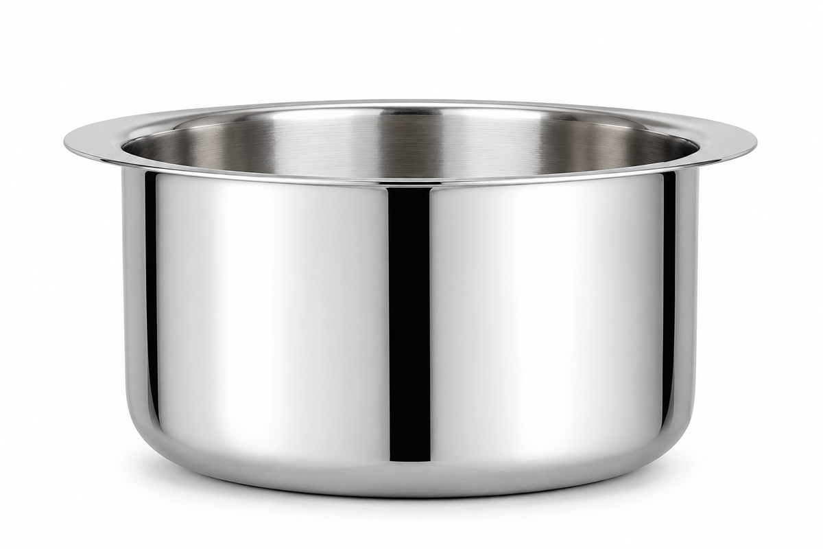 Stainless Steel Cooking Pot 1.7 Litre | 22 Gauge Flat Base Tope, Patila & Tapeli | Kitchen Cooking Vessel